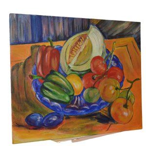 Painting Copy of Unknown Artist Acrylic on Board Original Still Life of Fruit